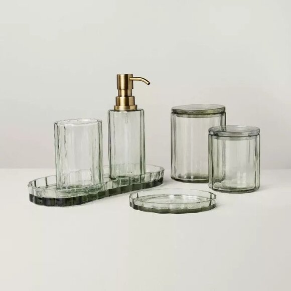 Fluted Glass Bathroom Tray - Light Green - Hearth & Hand Magnolia  - Target - Picture 4 of 9